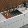 30 Inch Drop Kitchen Sink - 30 "x 22" Gunmetal Black Kitchen Sink Stainless Steel 16 Gauge Workstation Sink Drop-in Topmount Single Bowl Kitchen Sink