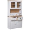 Highboard White 36.6"x15.9"x70.9" Solid Pine Panama Range