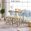 TOPMAX Farmhouse 3-Piece Counter Height Dining Table Set with USB Port and Upholstered Stools,Cream