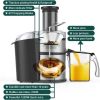 KOIOS Centrifugal Juicer Machines; Juice Extractor with Extra Large 3inch Feed Chute; JE-70 Black