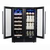 SOTOLA 24'' Wine Cooler Refrigerator - Dual Zone Built-in or Freestanding Fridge with Stainless Steel Tempered Glass Door and Temperature Memory Funct