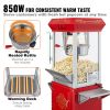 VEVOR Popcorn Popper Machine 8 Oz Popcorn Maker with Cart 850W 48 Cups Red