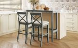 TOPMAX Farmhouse 48"Rectangular Wood Bar Height Dining Set Kitchen Breakfast Nook with 2 Chairs for Small Places,Gray