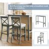 TOPMAX Farmhouse 48"Rectangular Wood Bar Height Dining Set Kitchen Breakfast Nook with 2 Chairs for Small Places,Gray