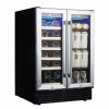 SOTOLA 24'' Wine Cooler Refrigerator - Dual Zone Built-in or Freestanding Fridge with Stainless Steel Tempered Glass Door and Temperature Memory Funct