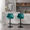 Bar Stools Set of 2 - Adjustable Barstools with Back and Footrest, Counter Height Bar Chairs for Kitchen, Pub -Green