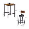 Bar Table Set with 2 Bar stools PU Soft seat with backrest, Rustic Brown, 23.62'' W x 23.62'' D x 35.43'' H