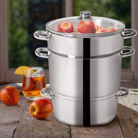 11-Quart Stainless Steel Fruit Juicer Steamer (Color: as show)