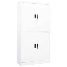 Office Cabinet White 35.4"x15.7"x70.9" Steel (Color: White)