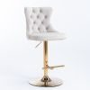 Furniture,Golden Swivel Velvet Barstools Adjusatble Seat Height from 25-33 Inch, Modern Upholstered Bar Stools with Backs Comfortable Tufted for Home