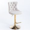 Furniture,Golden Swivel Velvet Barstools Adjusatble Seat Height from 25-33 Inch, Modern Upholstered Bar Stools with Backs Comfortable Tufted for Home